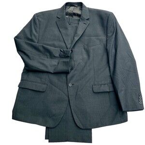 Michael Strahan Collection Wool Bld Suit Gray 2 Vent 48 S Pants 42 Flat No Cuff